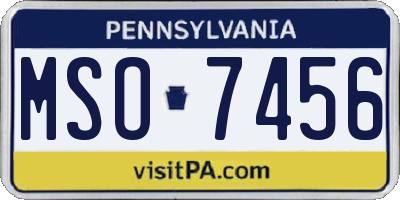 PA license plate MSO7456