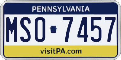 PA license plate MSO7457