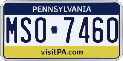 PA license plate MSO7460