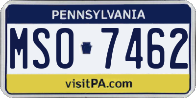 PA license plate MSO7462