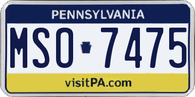 PA license plate MSO7475