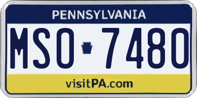 PA license plate MSO7480