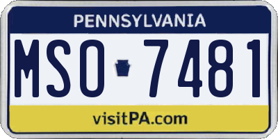 PA license plate MSO7481