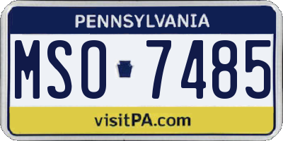 PA license plate MSO7485