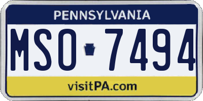 PA license plate MSO7494