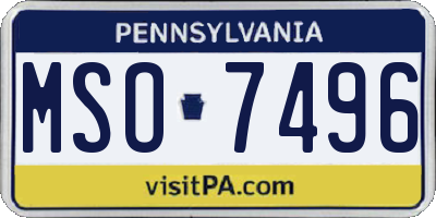 PA license plate MSO7496