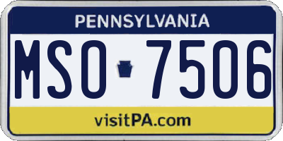 PA license plate MSO7506