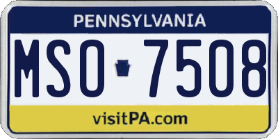 PA license plate MSO7508