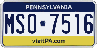 PA license plate MSO7516