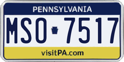 PA license plate MSO7517