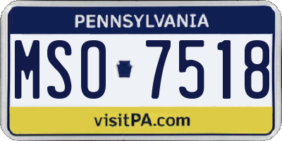 PA license plate MSO7518