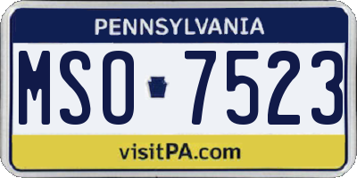 PA license plate MSO7523