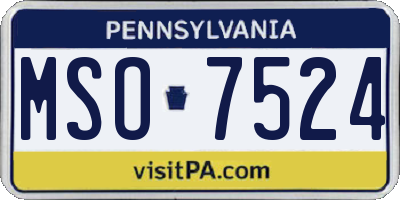 PA license plate MSO7524