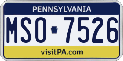 PA license plate MSO7526