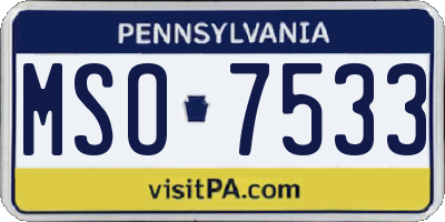 PA license plate MSO7533