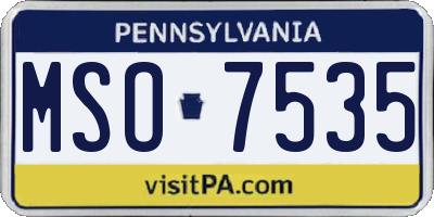 PA license plate MSO7535