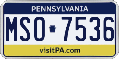 PA license plate MSO7536