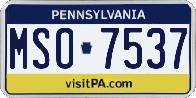 PA license plate MSO7537