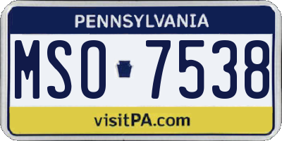 PA license plate MSO7538