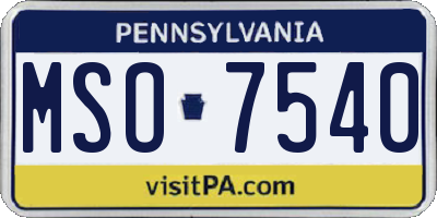 PA license plate MSO7540