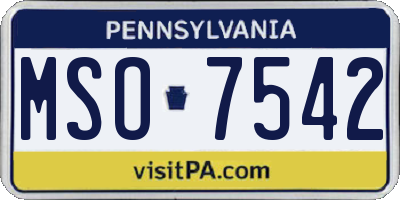 PA license plate MSO7542