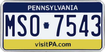 PA license plate MSO7543