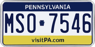 PA license plate MSO7546
