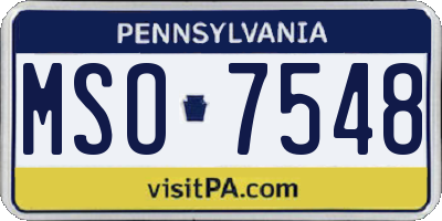 PA license plate MSO7548