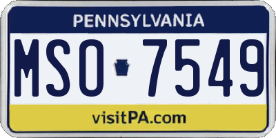 PA license plate MSO7549