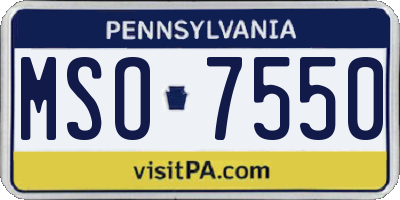 PA license plate MSO7550