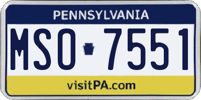 PA license plate MSO7551
