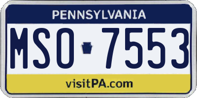 PA license plate MSO7553