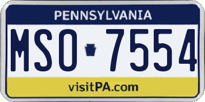PA license plate MSO7554