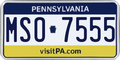 PA license plate MSO7555