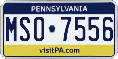 PA license plate MSO7556