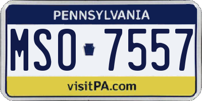 PA license plate MSO7557