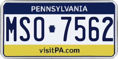 PA license plate MSO7562