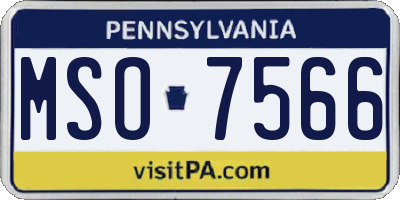PA license plate MSO7566