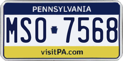 PA license plate MSO7568