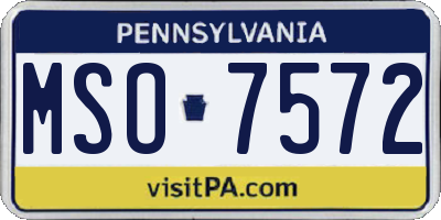 PA license plate MSO7572