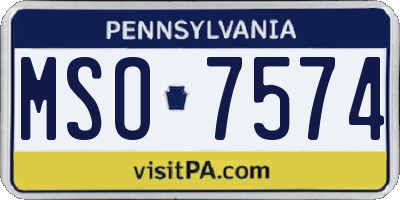 PA license plate MSO7574
