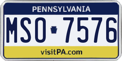 PA license plate MSO7576