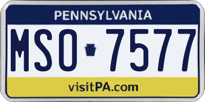 PA license plate MSO7577
