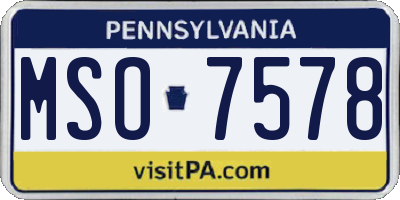 PA license plate MSO7578