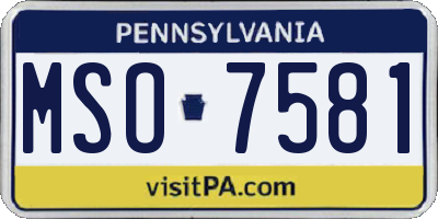 PA license plate MSO7581