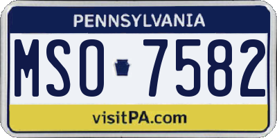 PA license plate MSO7582