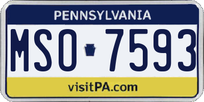 PA license plate MSO7593