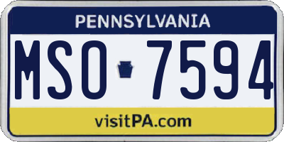 PA license plate MSO7594
