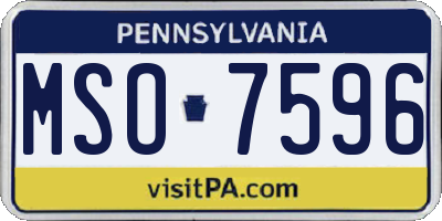 PA license plate MSO7596