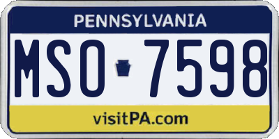 PA license plate MSO7598